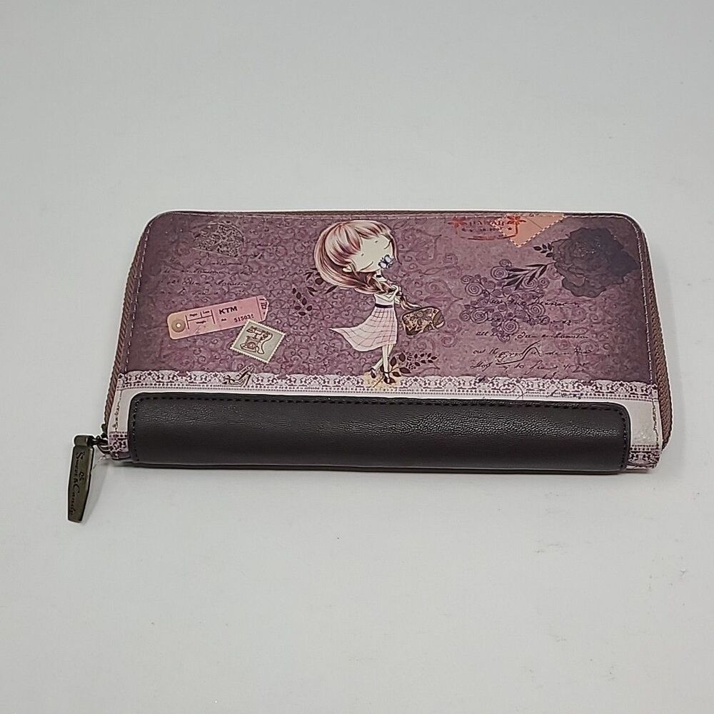 Sweet And Candy Faux Leather Wallet Made in Spain Purple 8.5"